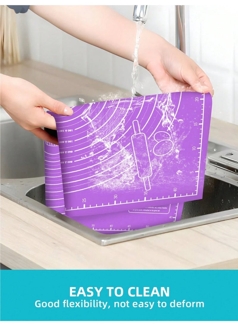 Large Silicone Baking Mat with Measurements, Non-Stick Pastry Rolling Mat for Dough & Pizza, Non-Slip Silicone Kneading Pad, Food-Grade Silicone Baking Sheet, Heat Resistant Countertop Protector, Reusable Pastry Mat for Rolling Dough, Easy to Clean & Foldable Baking Tool, Professional Kitchen Silicone Mat for Flour and Pastries, Size Length: 46.5 cm, Width: 60 cm. - Image 4